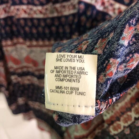 Show Me Your Mumu Bell Sleeve Paisley Boho Button Down Top Blue Red Size XS - Picture 4 of 6